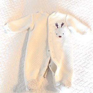 Baby deer winter Christmas footie quilted outfit